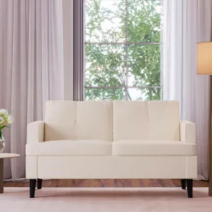 Milliard Loveseat, Ivory Velvet Love Seat, Small Couch (MIL-CCH-IV)