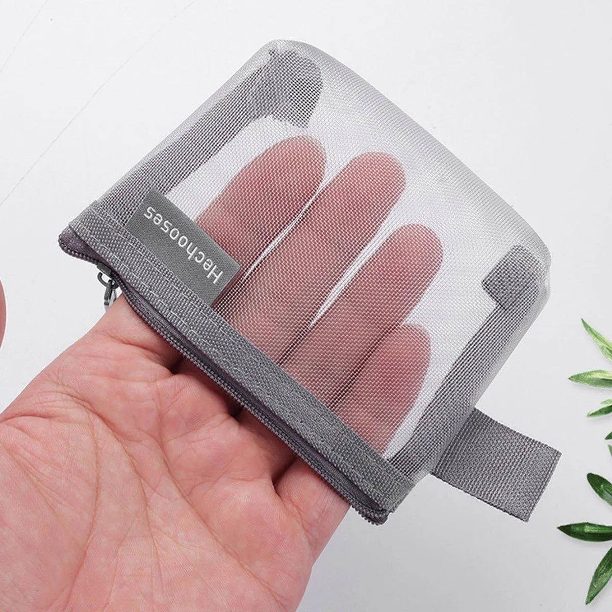 Mini Mesh Zipper Bags Storage Pouch Coin Purse ID Credit Card Holder Organizer