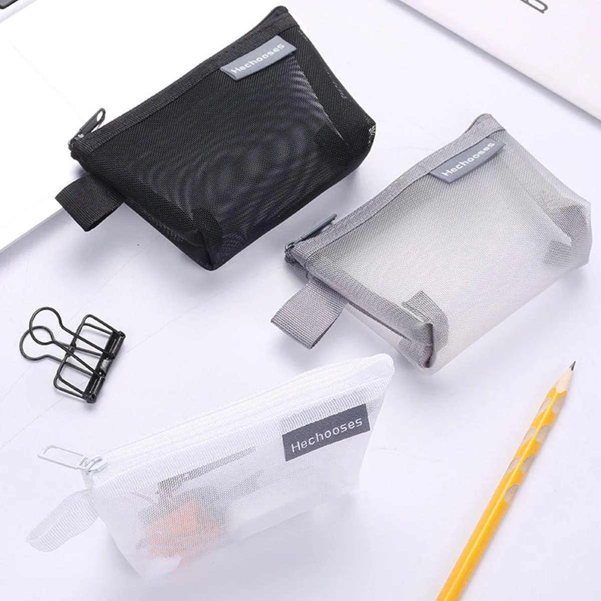 Mini Mesh Zipper Bags Storage Pouch Coin Purse ID Credit Card Holder Organizer