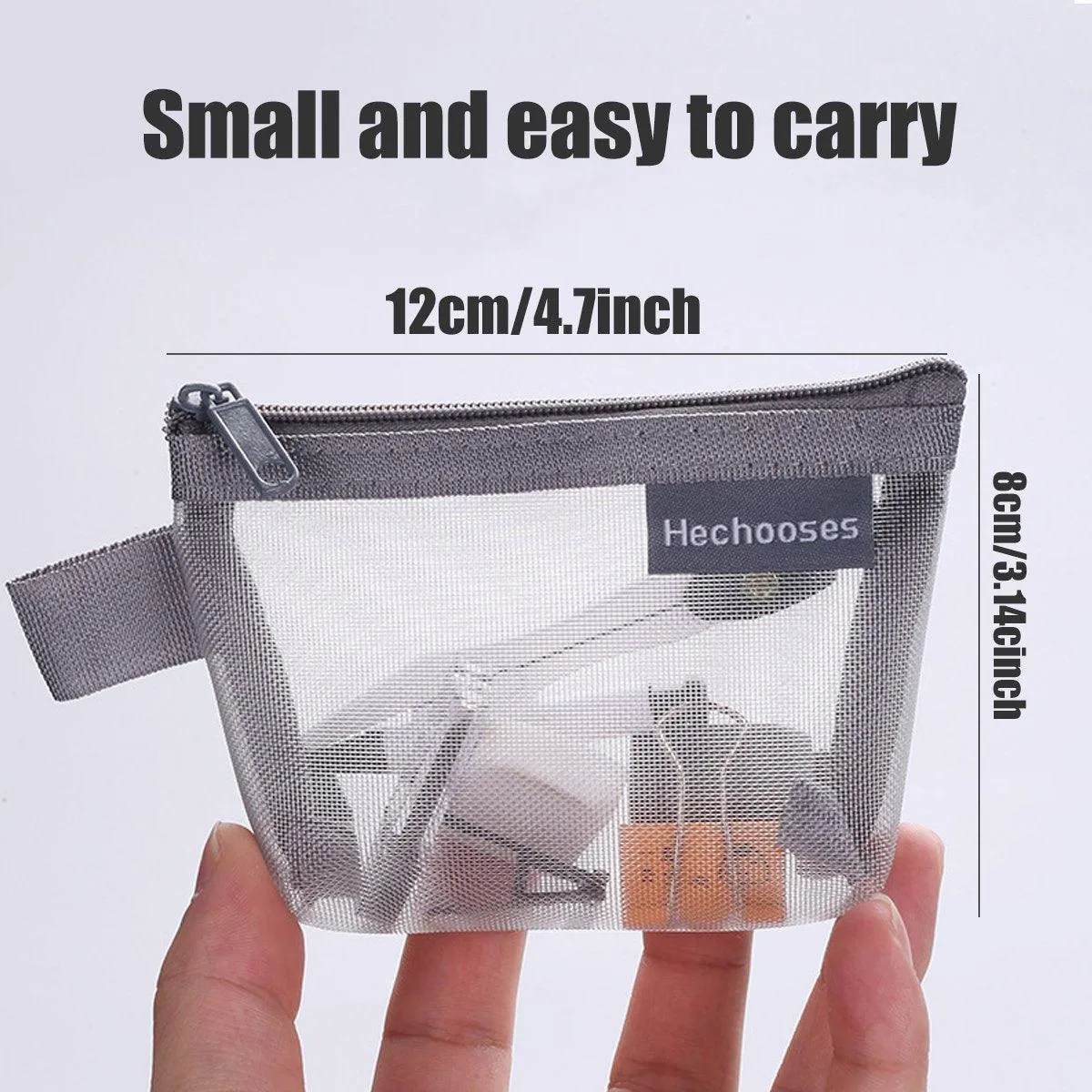 Mini Mesh Zipper Bags Storage Pouch Coin Purse ID Credit Card Holder Organizer