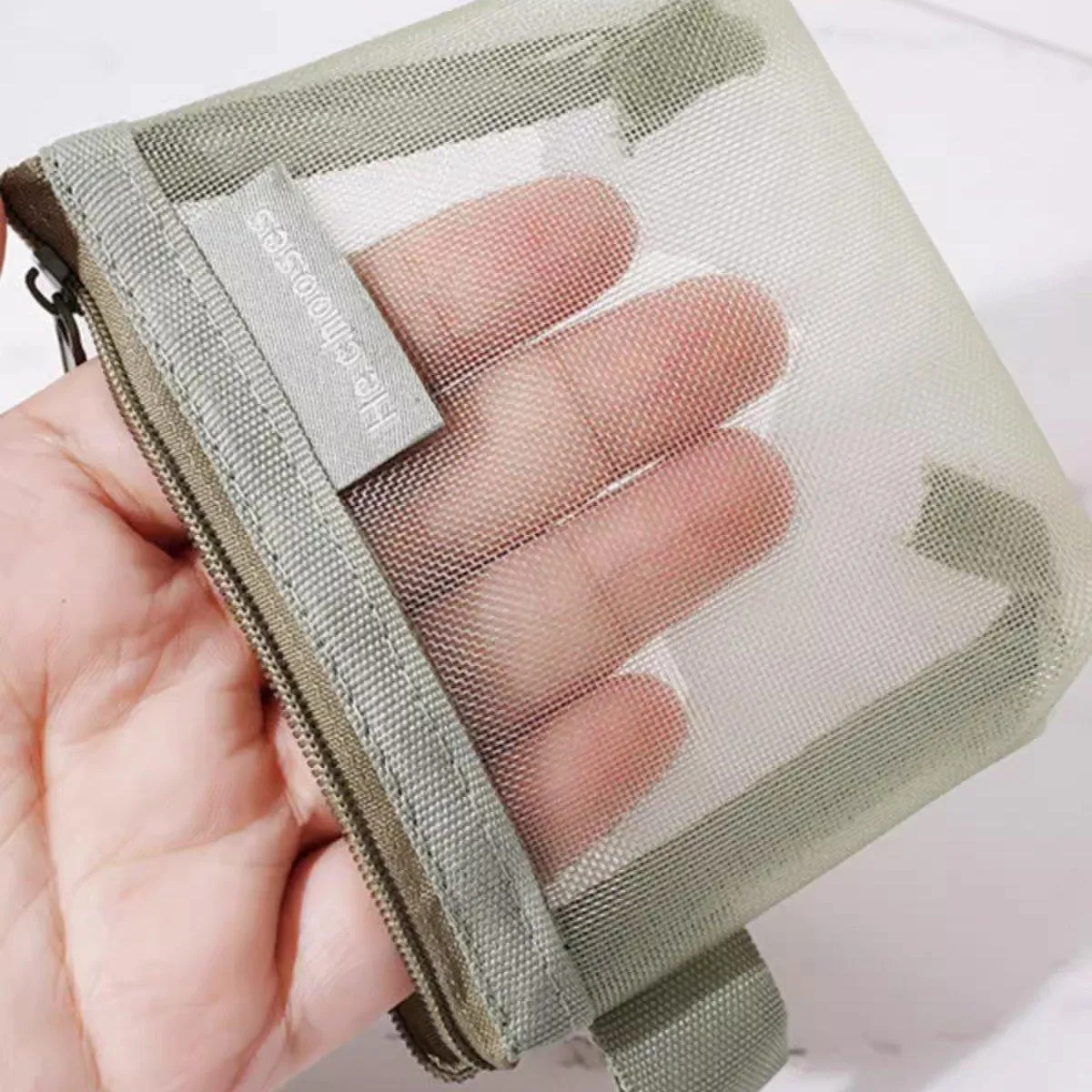 Mini Mesh Zipper Bags Storage Pouch Coin Purse ID Credit Card Holder Organizer