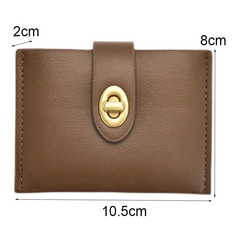 Mini Retro Lock Coin Purse Multi Slot Pu Leather Card Bag - Black
