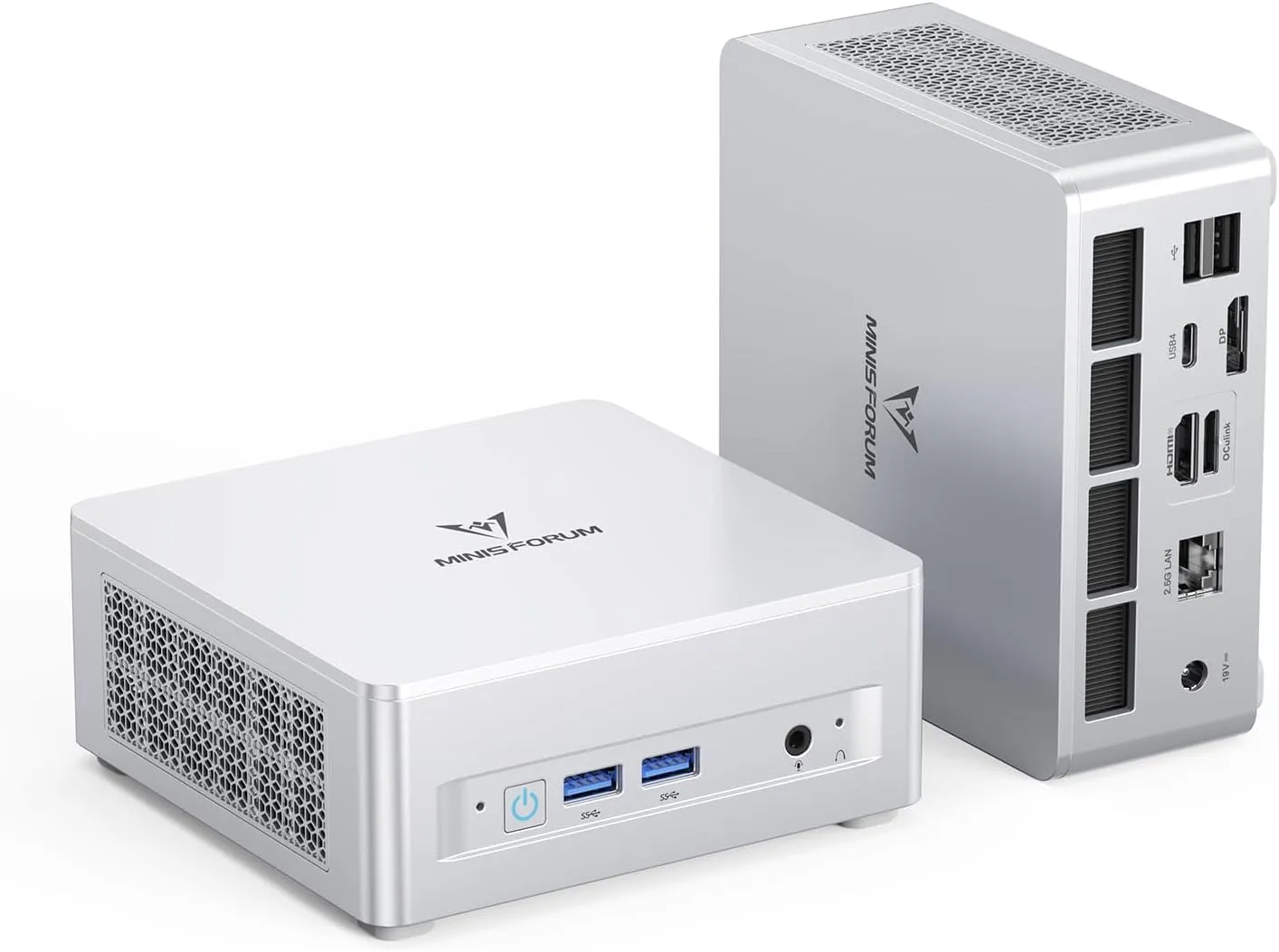 MINISFORUM UM880 Plus Mini PC AMD Ryzen 7 8845HS(8C/16T, up to 5.1GHz), 32GB DDR5 1TB PCIe4.0 SSD, HDMI DP USB4 Triple Outputs, OCuLink Port, 2.5G LAN, 5x USB Port, Radeon 780M Graphics Micro Computer
