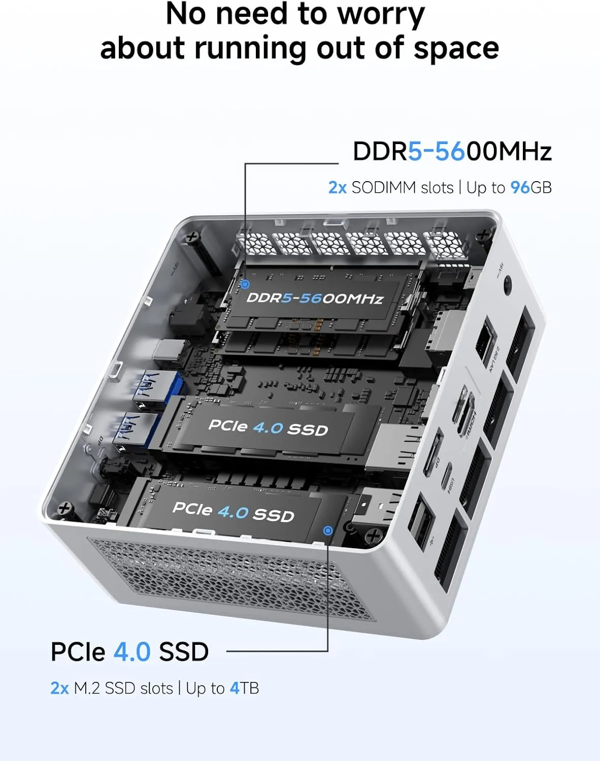 MINISFORUM UM880 Plus Mini PC AMD Ryzen 7 8845HS(8C/16T, up to 5.1GHz), 32GB DDR5 1TB PCIe4.0 SSD, HDMI DP USB4 Triple Outputs, OCuLink Port, 2.5G LAN, 5x USB Port, Radeon 780M Graphics Micro Computer
