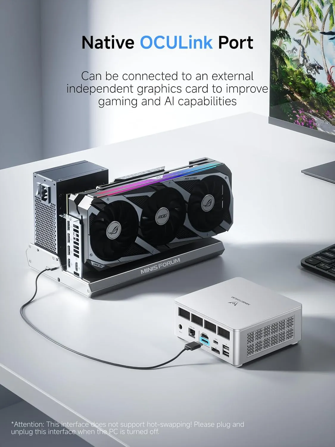 MINISFORUM UM880 Plus Mini PC AMD Ryzen 7 8845HS(8C/16T, up to 5.1GHz), 32GB DDR5 1TB PCIe4.0 SSD, HDMI DP USB4 Triple Outputs, OCuLink Port, 2.5G LAN, 5x USB Port, Radeon 780M Graphics Micro Computer