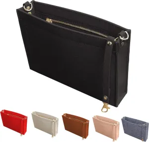 MISIXILE Felt Purse Insert Bag Organizer with Zipper And Gold Buckles,Handbag Organiser Insert fits Toiletry Pouch 19 26