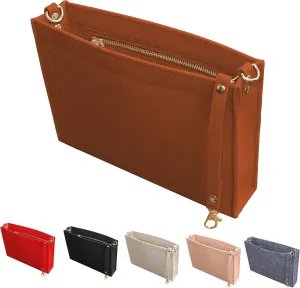 MISIXILE Felt Purse Insert Bag Organizer with Zipper And Gold Buckles,Handbag Organiser Insert fits Toiletry Pouch 19 26