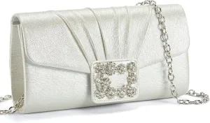 Missnine Evening Bag Pleated PU Leather Clutch Purse for Women Elegant Formal Wedding Handbag Sparkling Party Prom Purse