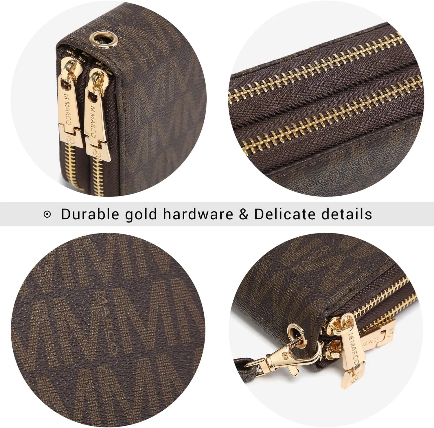 MKP COLLECTION Womens Fashion Double Zip Around Wallet Long Purse Credit Card Holder Bifold Ladies Cluth Wristlet Wrist Strap