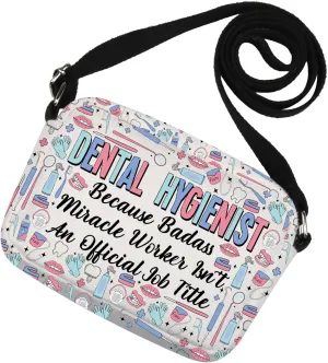 MNIGIU Funny Dental Hygienist Gift DH Crossbody Bag for Dentist Dental Assistant Dental Office