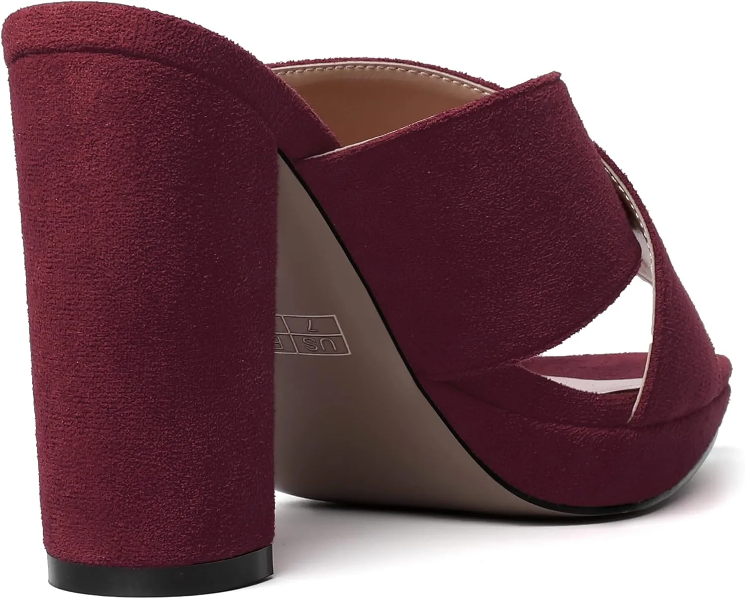 MODENCOCO Womens Sexy Evening Open Toe Slip On Platform Slide Suede Block High Heel Heeled Sandals 4 Inch