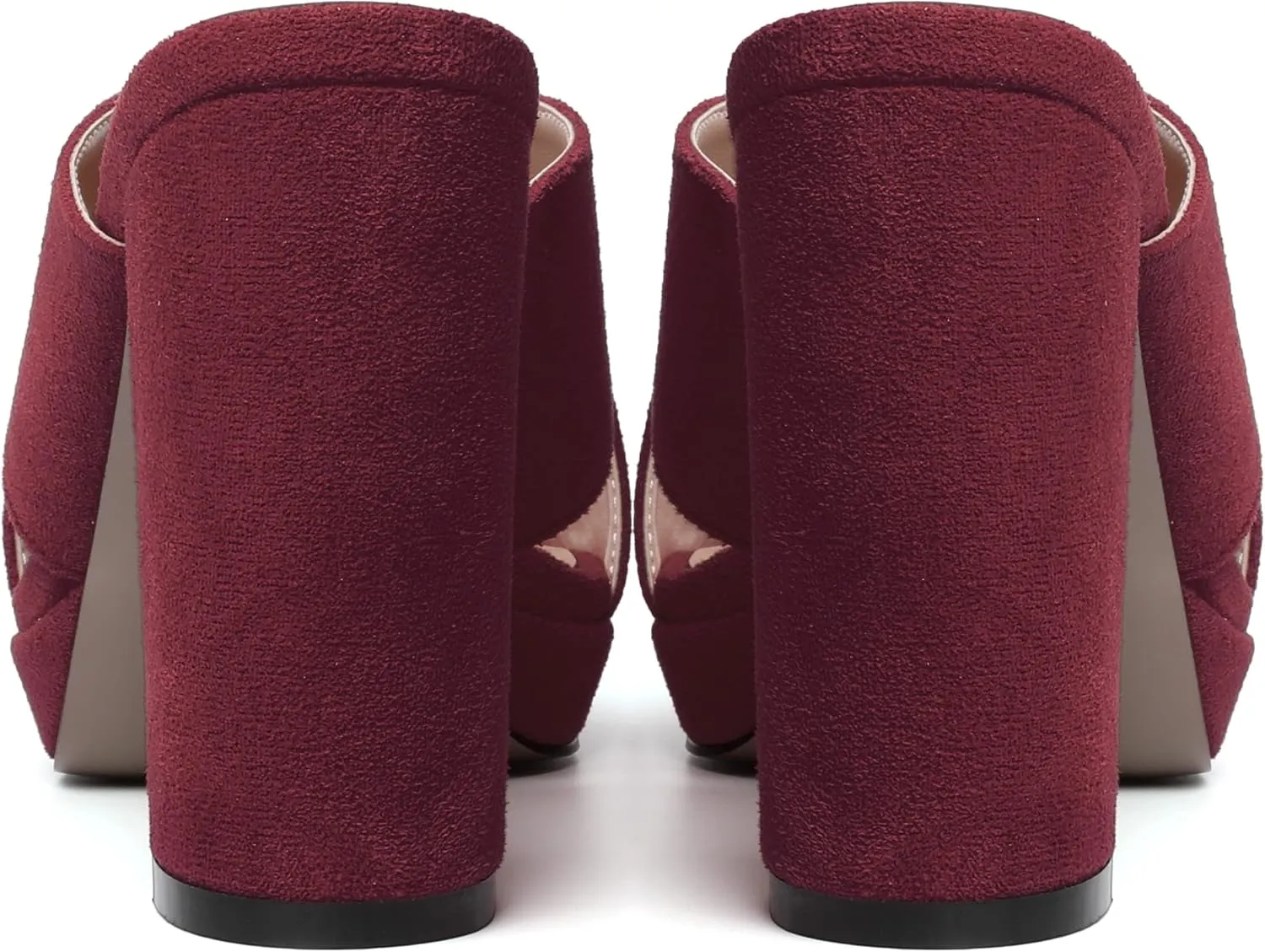 MODENCOCO Womens Sexy Evening Open Toe Slip On Platform Slide Suede Block High Heel Heeled Sandals 4 Inch