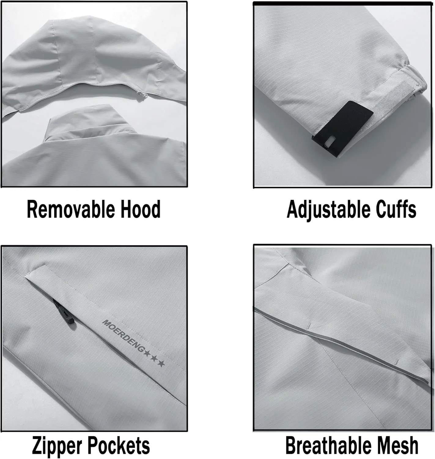 MOERDENG Women's Waterproof Rain Jacket Outdoor Lightweight Hooded Raincoat for Hiking Travel