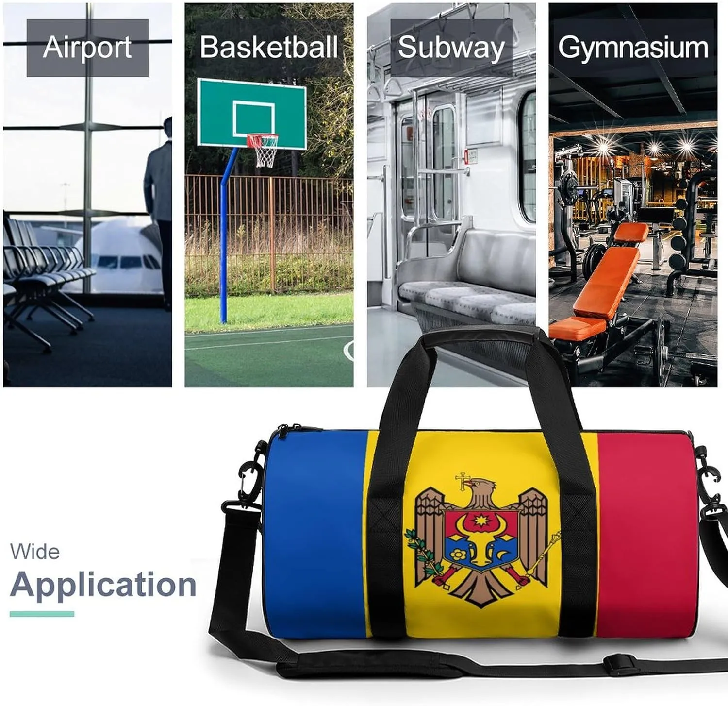 Moldova Flag Sports Duffel Bag for Women Men with Wet Pocket Gym Bag