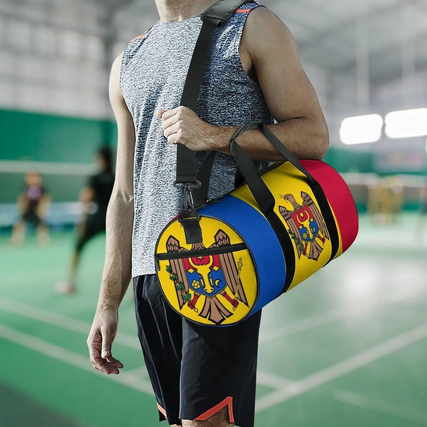 Moldova Flag Sports Duffel Bag for Women Men with Wet Pocket Gym Bag