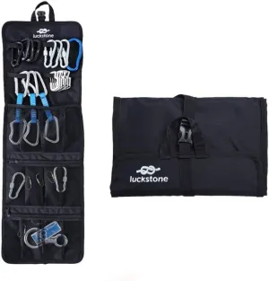 Mollytek Rock Climbing Gear Storage Bag Foldable Waterproof Roll Up D-Ring Climbing Quickdraw Hanging Tool Equipment Gear Carabiner Organizer Collection Bag Carry Pouch 420D Oxford Cloth
