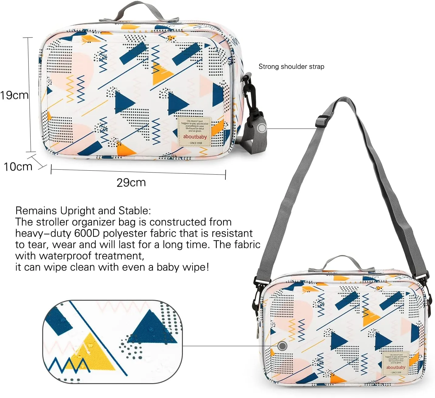 MOMIGO Baby Diaper Caddy Bag - Diaper Caddy Tote Baby Stroller Bag Nursery Storage Bin for Diapers, Wipes & Toys Mini Diaper Bag for Outdoor (Wave point)