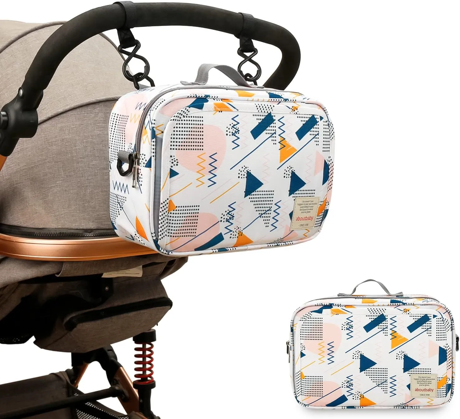 MOMIGO Baby Diaper Caddy Bag - Diaper Caddy Tote Baby Stroller Bag Nursery Storage Bin for Diapers, Wipes & Toys Mini Diaper Bag for Outdoor (Wave point)