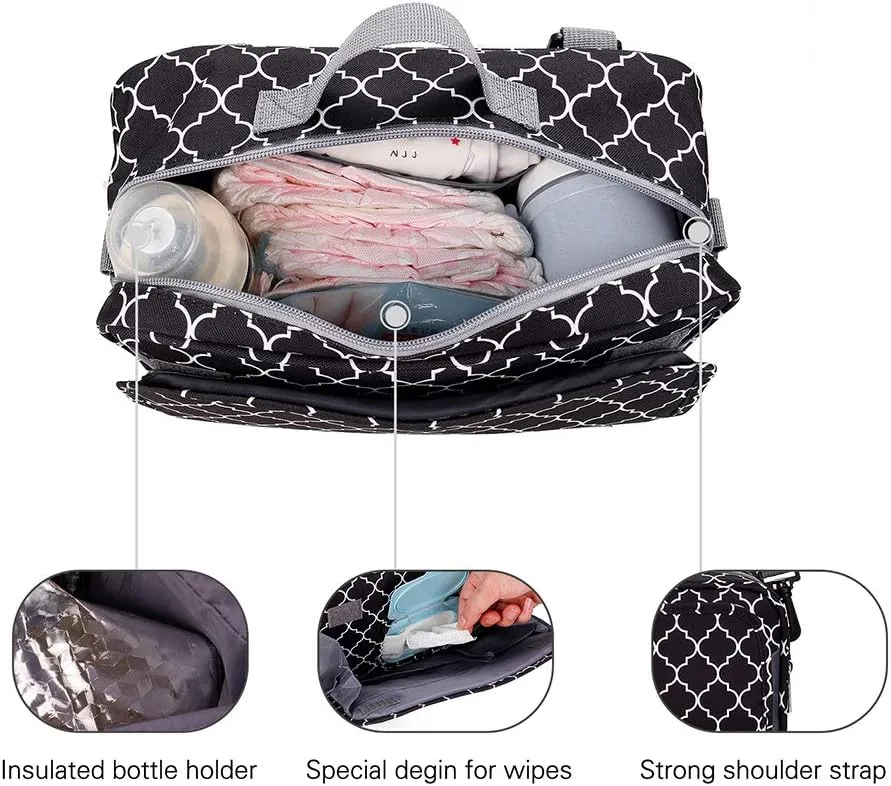 MOMIGO Baby Diaper Caddy Bag - Tote Stroller Nursery Storage Bin, Toys & Wipes Mini Diaper Bag for Outdoor (Black)