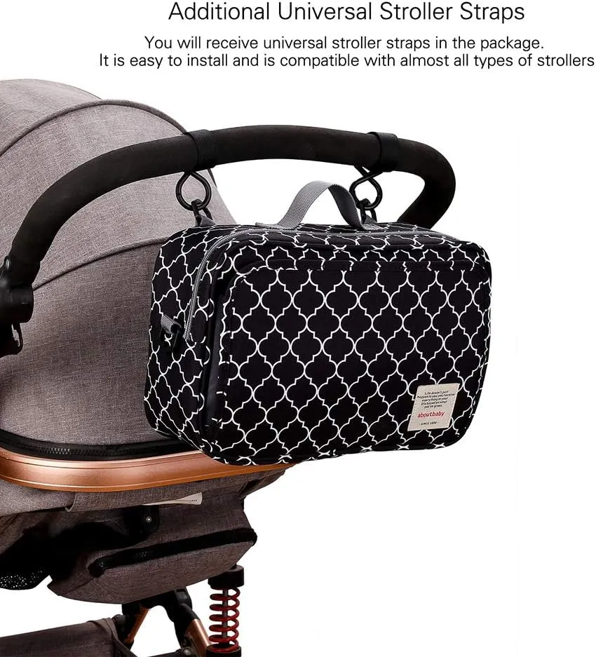 MOMIGO Baby Diaper Caddy Bag - Tote Stroller Nursery Storage Bin, Toys & Wipes Mini Diaper Bag for Outdoor (Black)