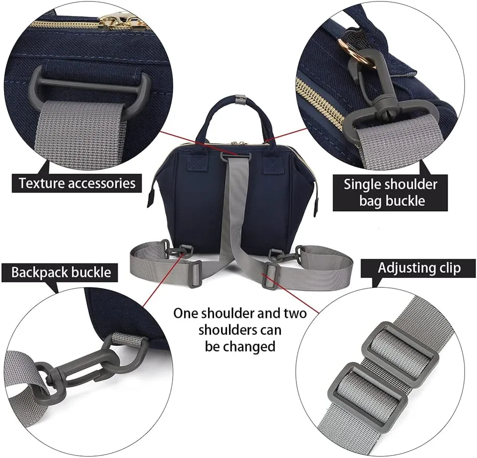 MOMIGO Diaper Bag Backpack- Baby Waterproof Multi-Function Mini Smart Diaper Bag Backpack With Insulation Pocket Baby Messenger for Outdoor & Working Mothers, Small Size (Blue)