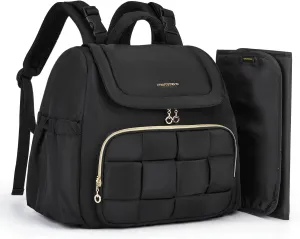 mommore Small Diaper Bag, Mini Baby Diaper Bag, Puffer Quilted Diaper Backpack with Changing Pad, Insulated Pockets, Stroller Strap, Woven Baby Bag for Travel Work