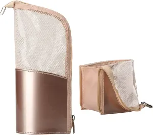 MONSTINA Travel Makeup Brush Bag, Portable Rose Gold Makeup Brush Holder Organizer Bag Waterproof Stand-Up Makeup Brush Pouch,Professional Artist Makeup Brush Case…