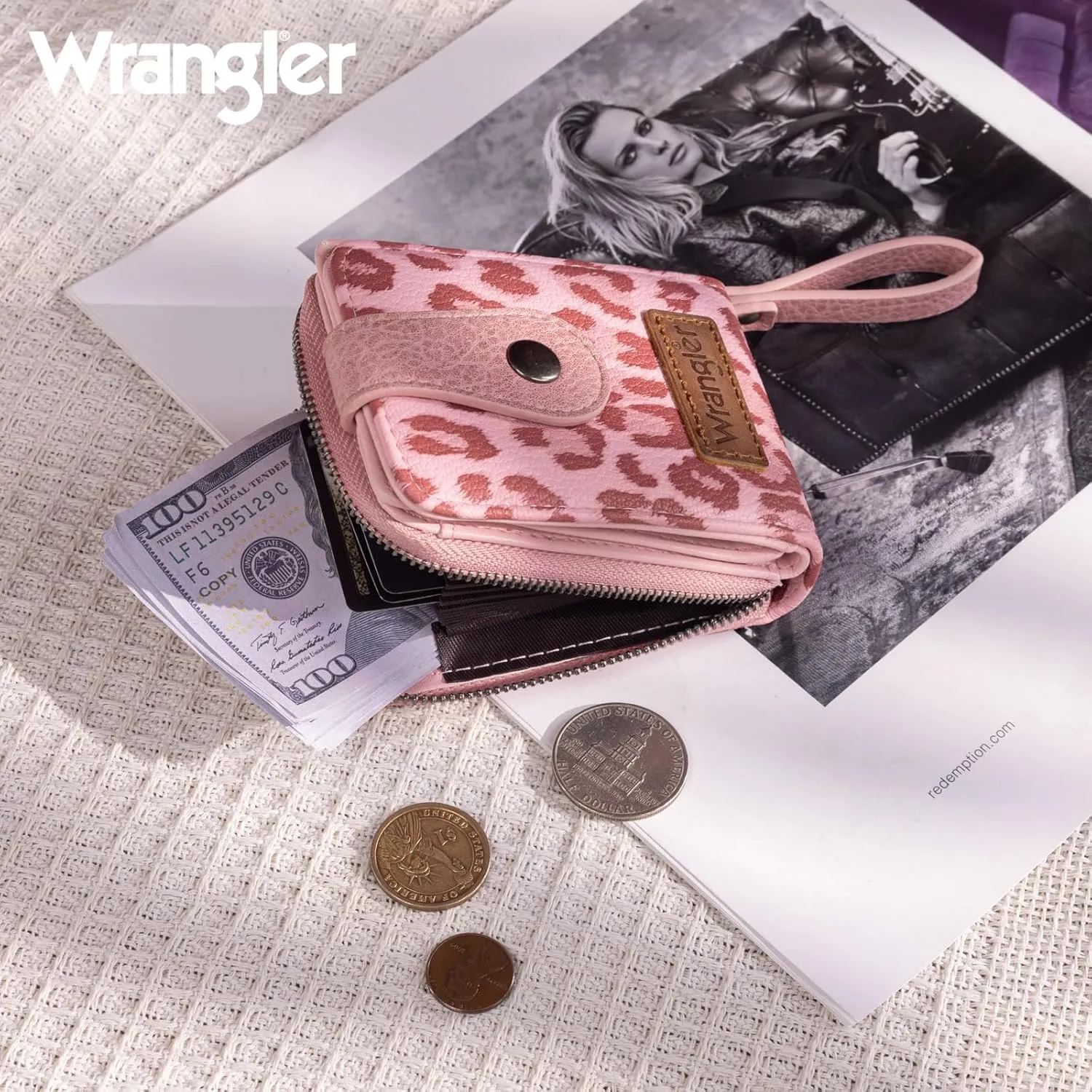 Montana West X Wrangler Credit Card Holder Small Women Wallet with Rfid Blocking Zip Credit Card Case, Compact & Easy to Carry Gifts for Women