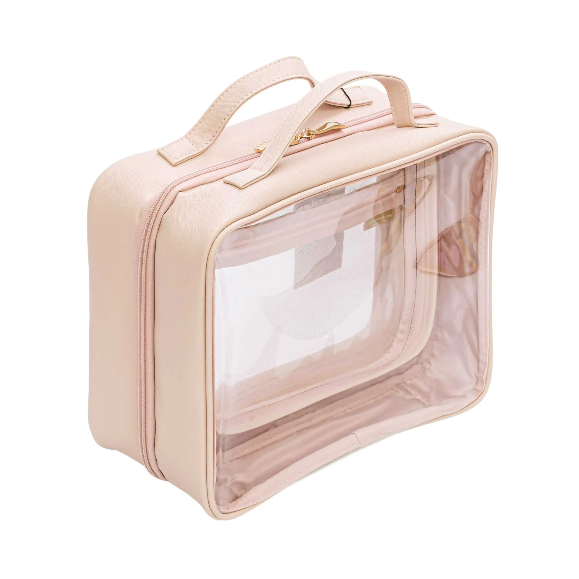 Mosafer Women's Nude Collection Polyester Pink Toiletry, Size : 30X14X23cm