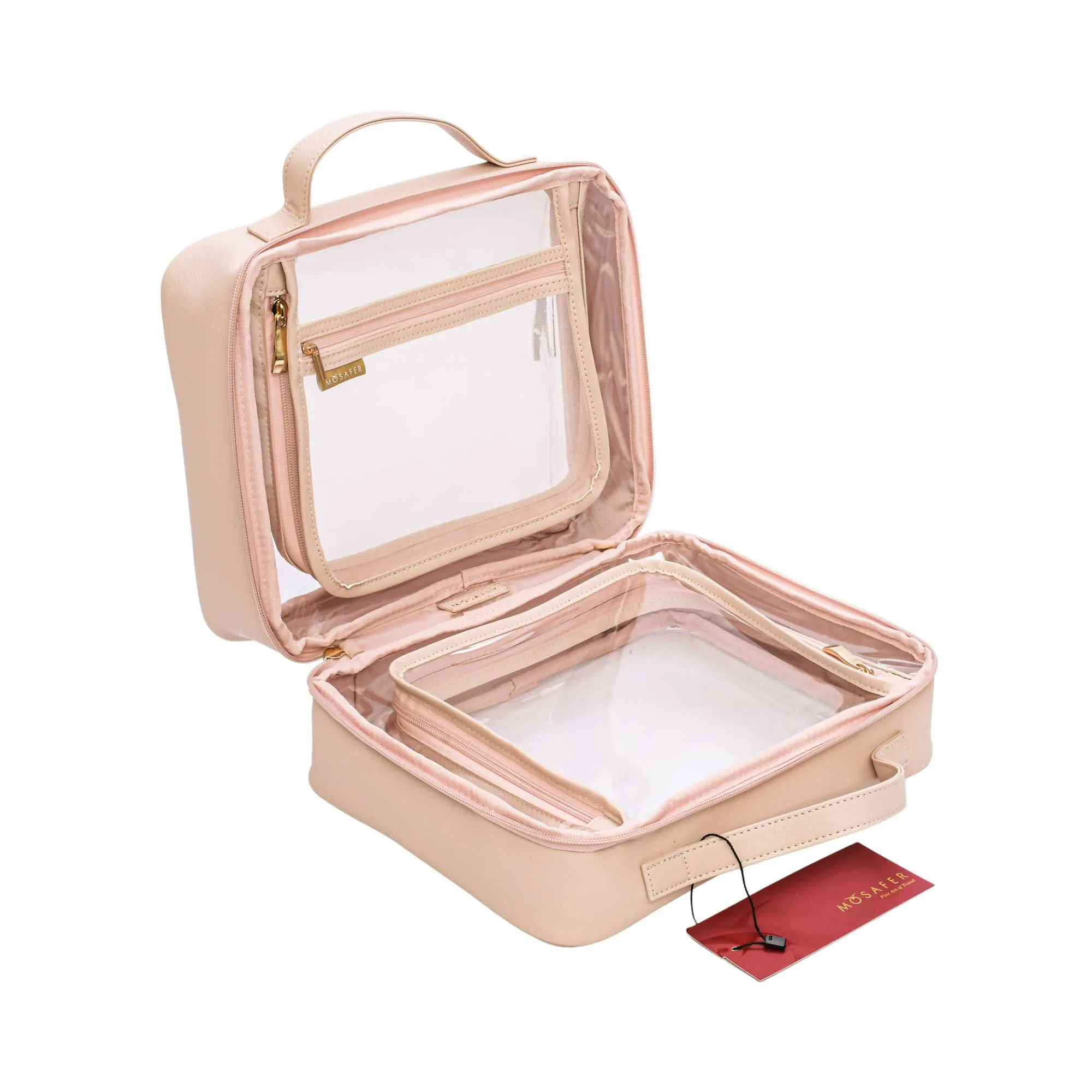 Mosafer Women's Nude Collection Polyester Pink Toiletry, Size : 30X14X23cm