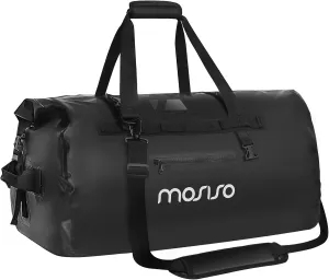 MOSISO Waterproof Duffel Bag, 60L Travel Dry Duffel Bag Portable Heavy Duty Motorcycle Handbag with Shoulder Strap&Handle for Outdoor Kayaking, Boating, Rafting, Fishing, Motorcycling, Camping, Black
