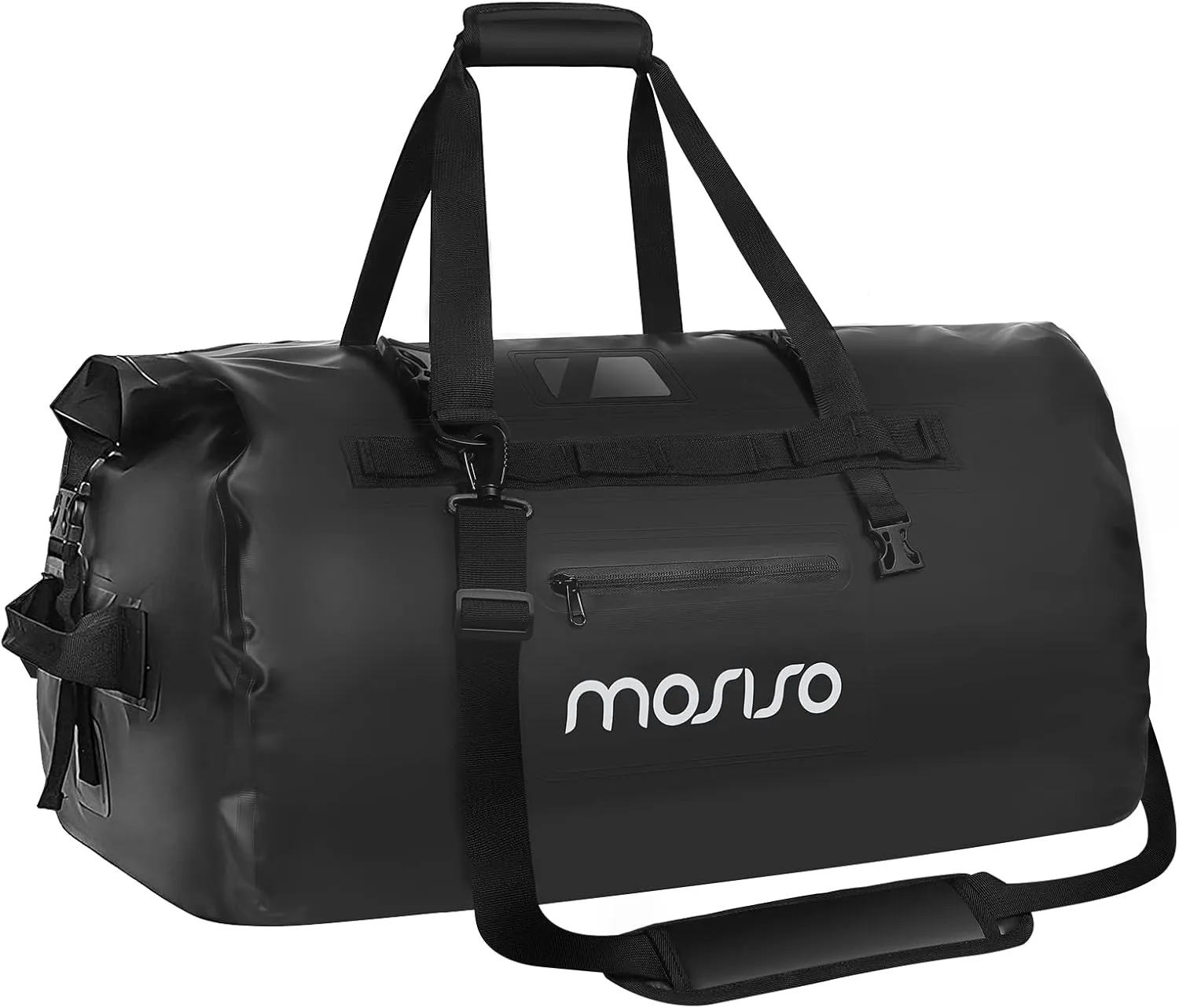 MOSISO Waterproof Duffel Bag, 60L Travel Dry Duffel Bag Portable Heavy Duty Motorcycle Handbag with Shoulder Strap&Handle for Outdoor Kayaking, Boating, Rafting, Fishing, Motorcycling, Camping, Black