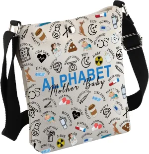 Mother Baby Nurse Appreciation Gift Mother Baby Alphabet Crossbody Bag for Rainbow Nurse Infant Nurse OB L&D Nurse