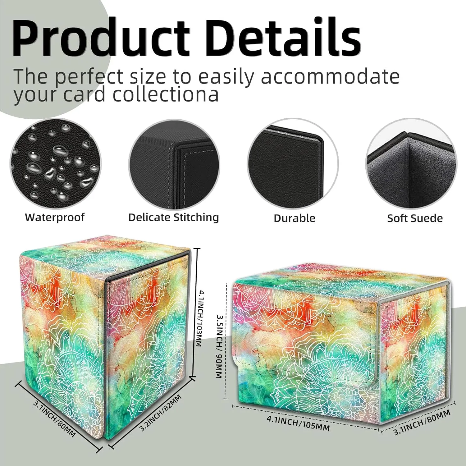 MTG Deck Box Set for Anime Card Sleeves and Mtg Card Sleeves, Watercolor Rainbow Versatile Trading Card Storage Box Solution and Mtg Deck Box Commander, Pretty Pattern for Deck Box