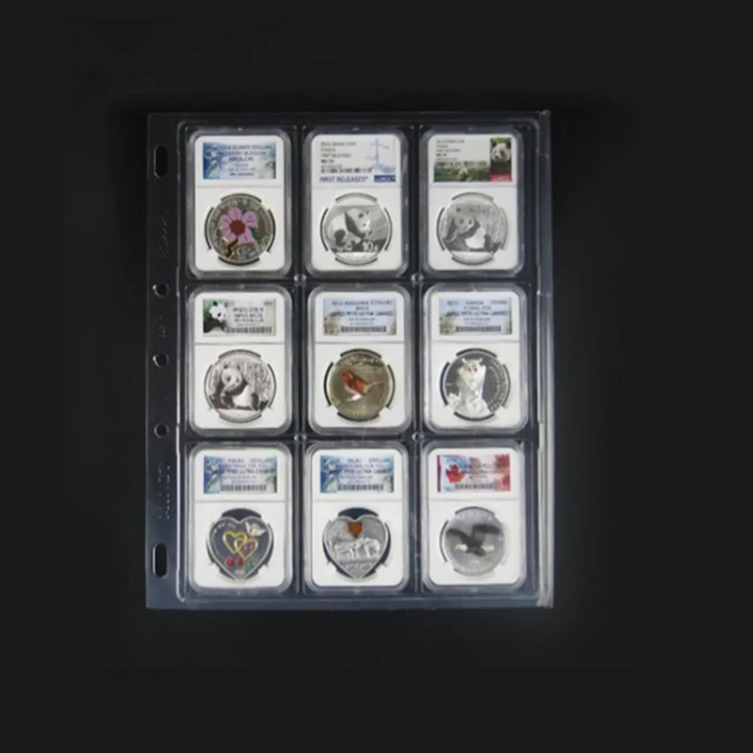 MUDOR 10 Pack Coin Slab Sleeves, 9 Pocket Encap Coin Storage Sheet for PCGS NGC Certified Holder, PVC Free,Suitable for Collection Tokens, Medallions, Badges