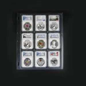 MUDOR 10 Pack Coin Slab Sleeves, 9 Pocket Encap Coin Storage Sheet for PCGS NGC Certified Holder, PVC Free,Suitable for Collection Tokens, Medallions, Badges