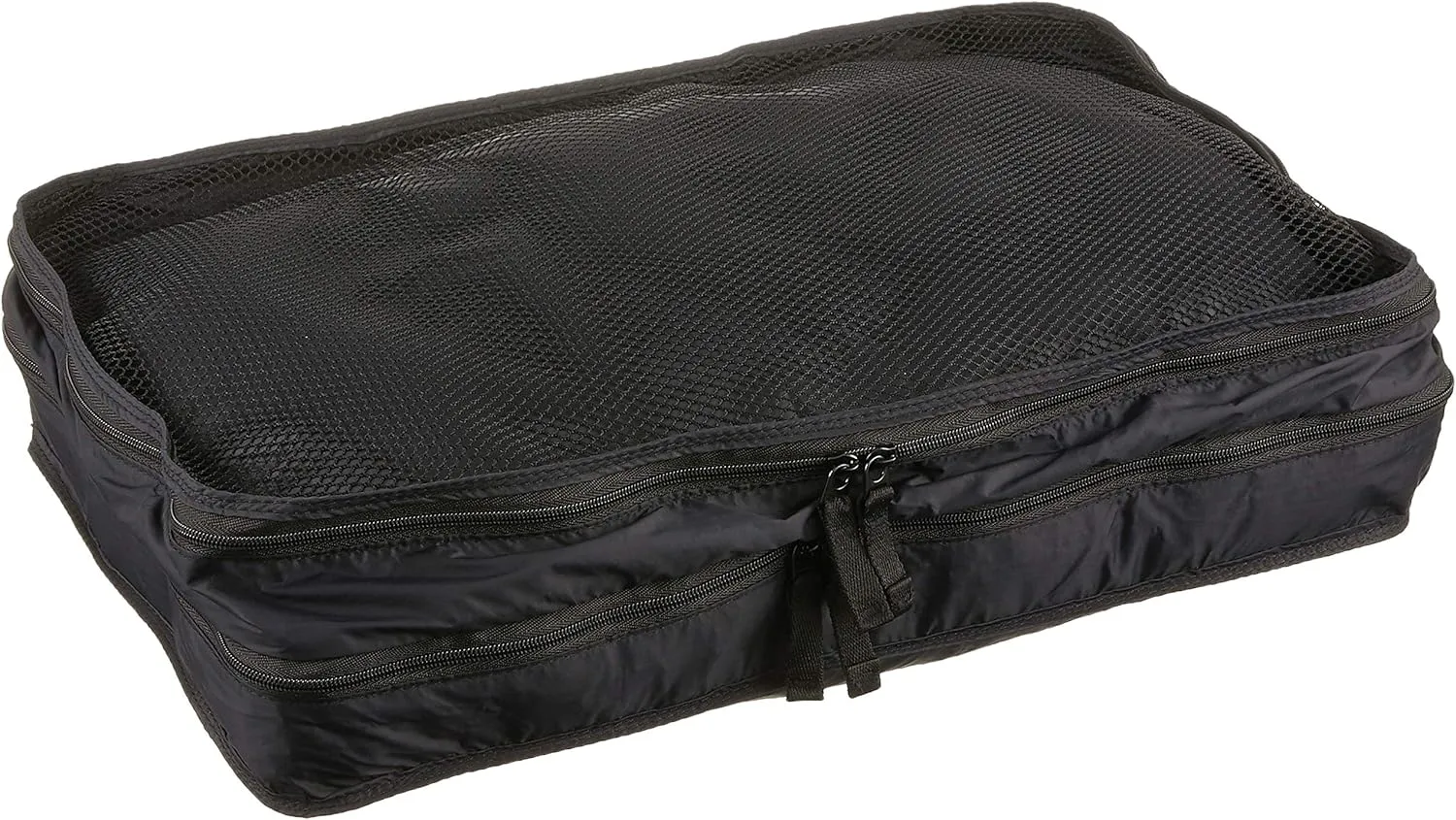 Muji Gusset Case Double Zip, Nylon, Black, Medium
