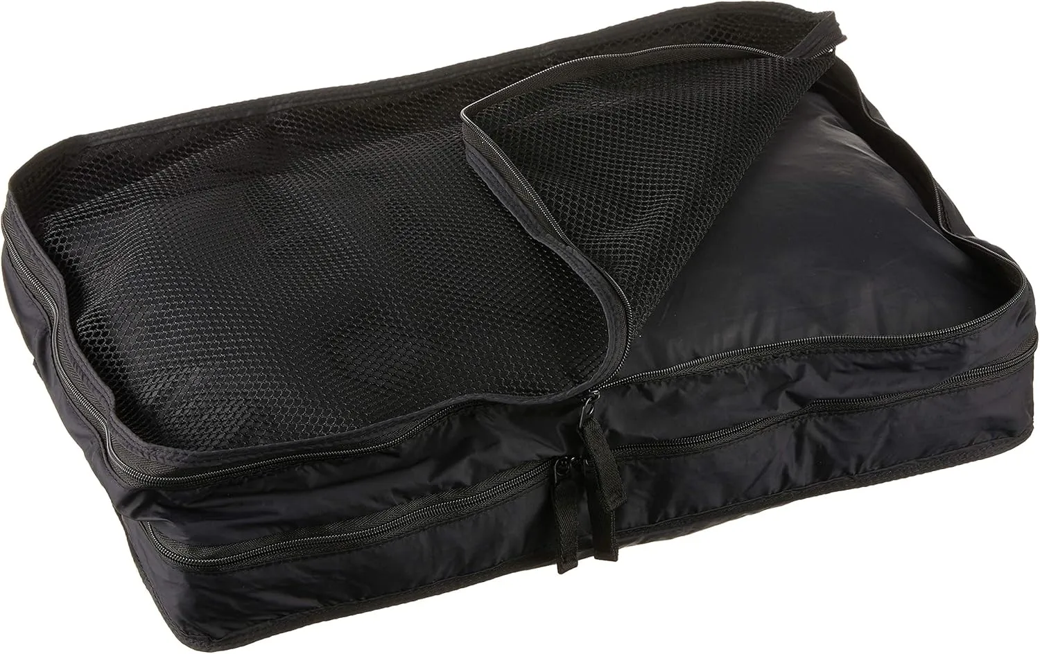 Muji Gusset Case Double Zip, Nylon, Black, Medium