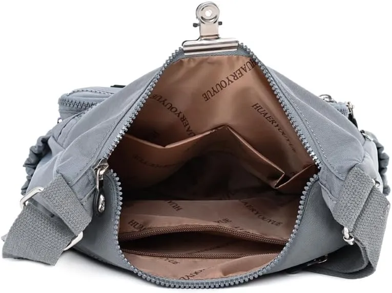 Mulit-Pockets Nylon Crossbody Bag for Women Waterproof Shoulder Bag Travel Purses and Handbag