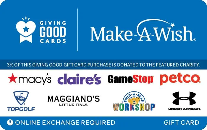 Multi-Brand Choice Cards Giving Good Make A Wish eGift Card