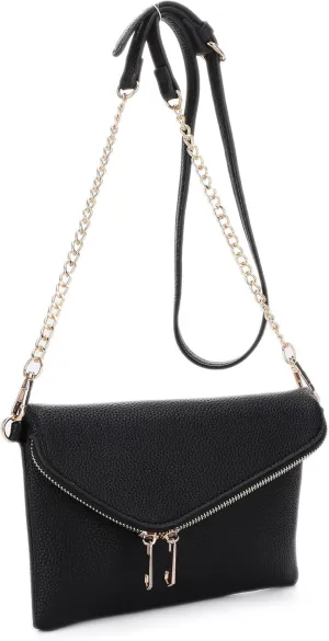 Multicompartment Crossbody Bag with Flap Closure, Adjustable Strap, Interior Zipper Pocket, 3 Card Slots