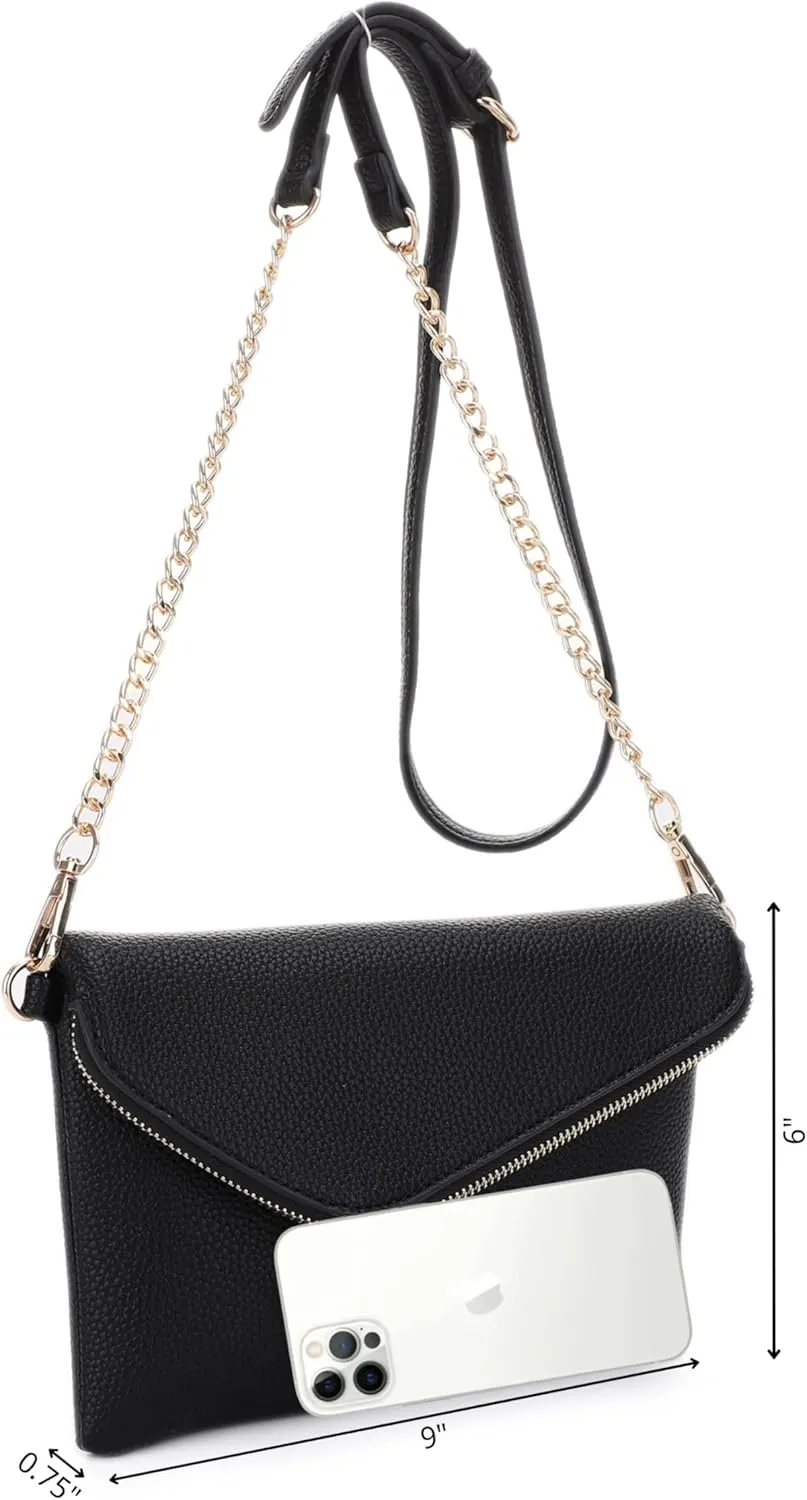 Multicompartment Crossbody Bag with Flap Closure, Adjustable Strap, Interior Zipper Pocket, 3 Card Slots