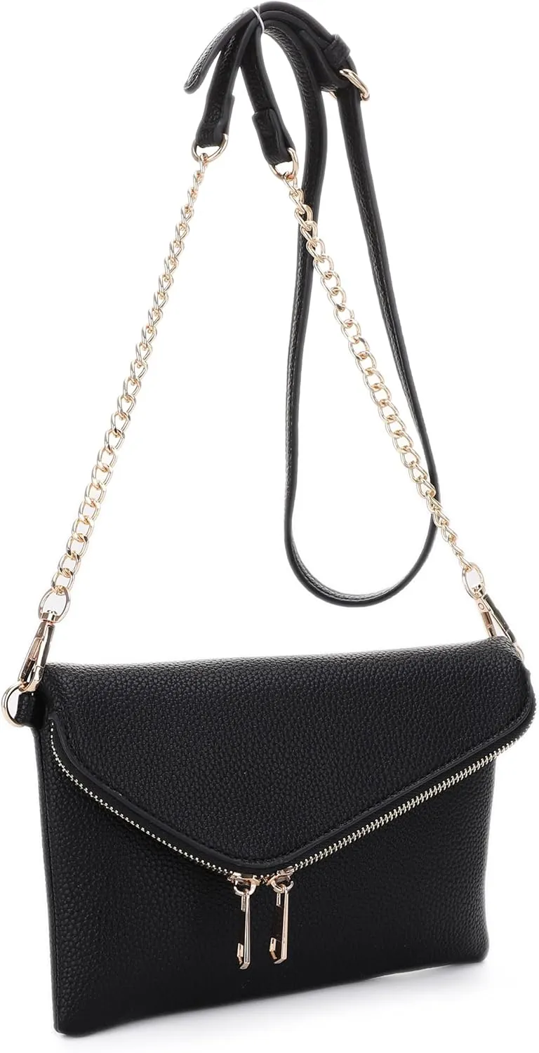 Multicompartment Crossbody Bag with Flap Closure, Adjustable Strap, Interior Zipper Pocket, 3 Card Slots