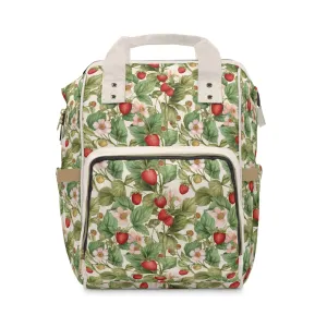 Multifunctional Strawberry Diaper Backpack - Convenient Storage for On-the-Go Parents