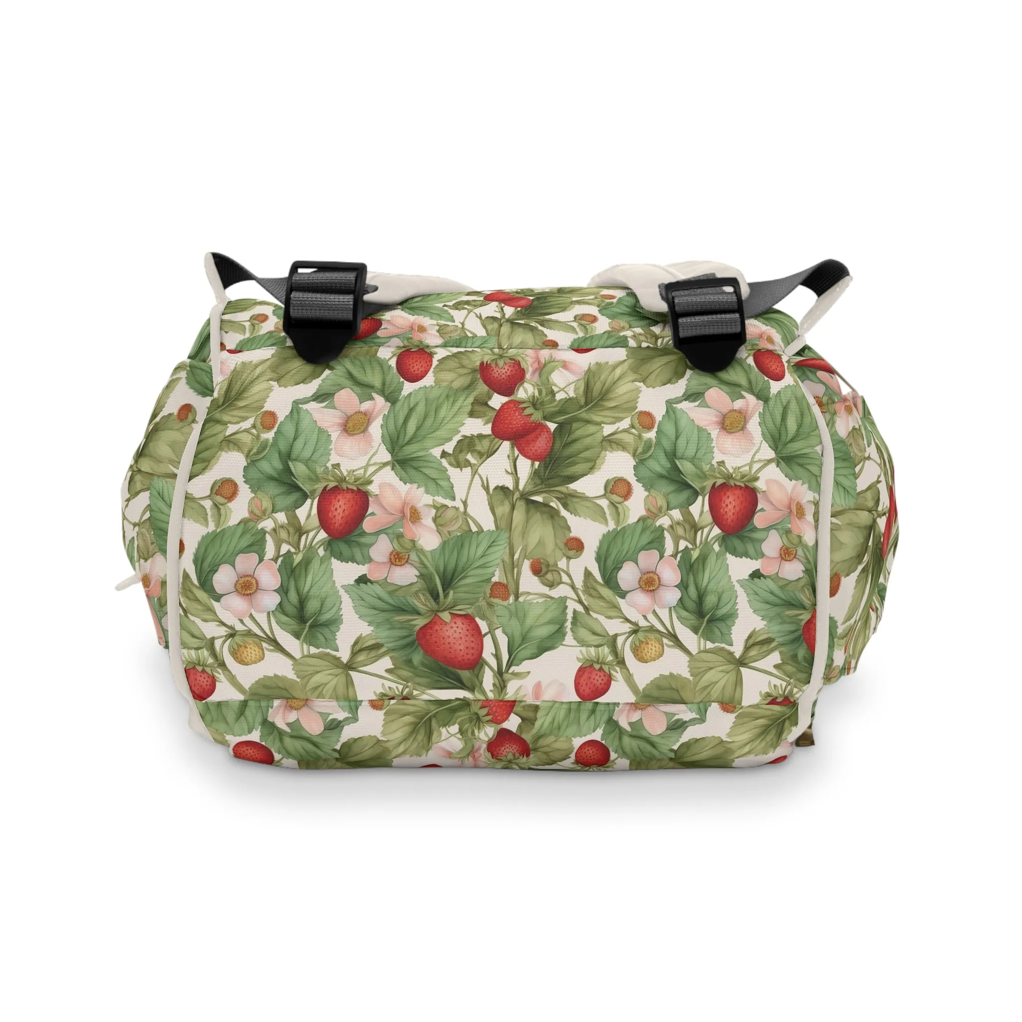 Multifunctional Strawberry Diaper Backpack - Convenient Storage for On-the-Go Parents