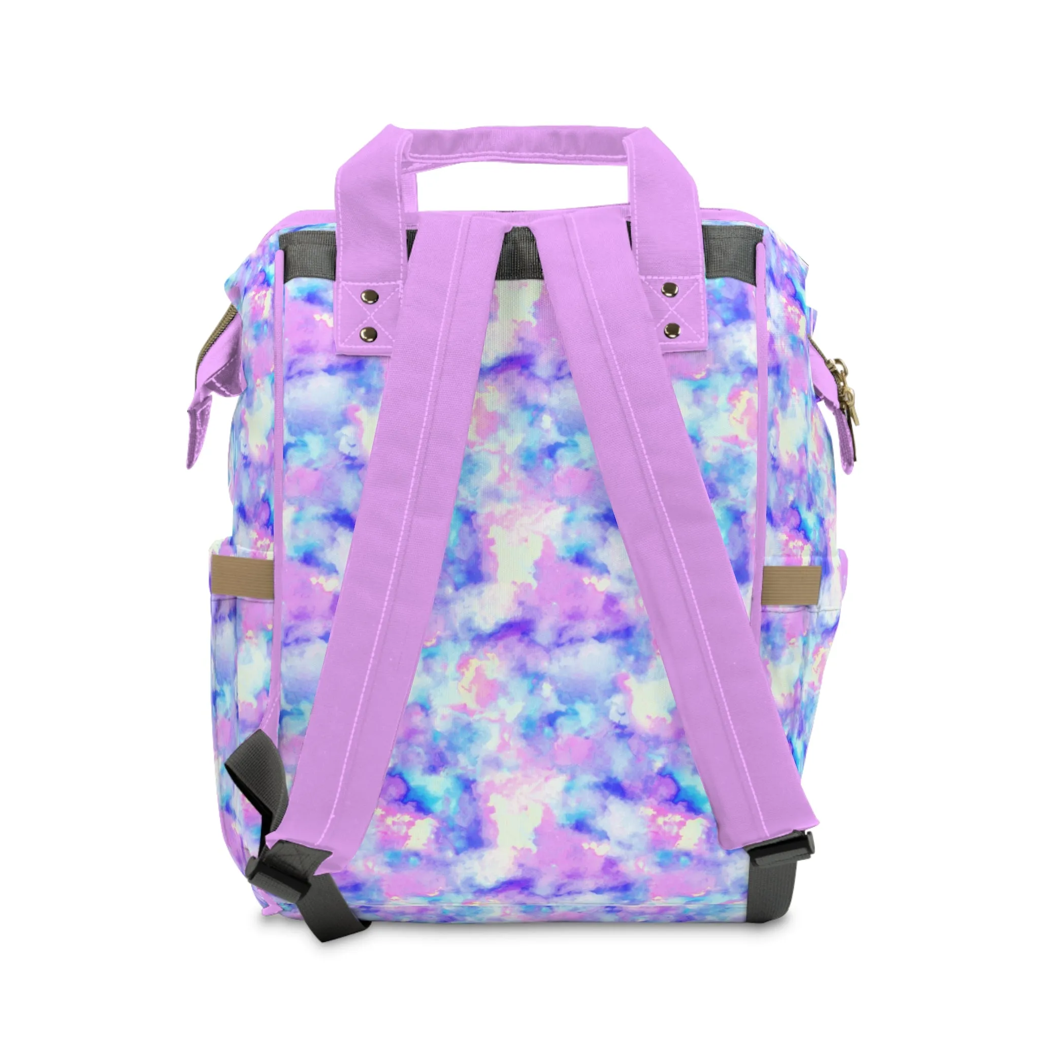 Multifunctional Tie-Dye Diaper Backpack - Lightweight Nylon Baby Bag with Adjustable Straps