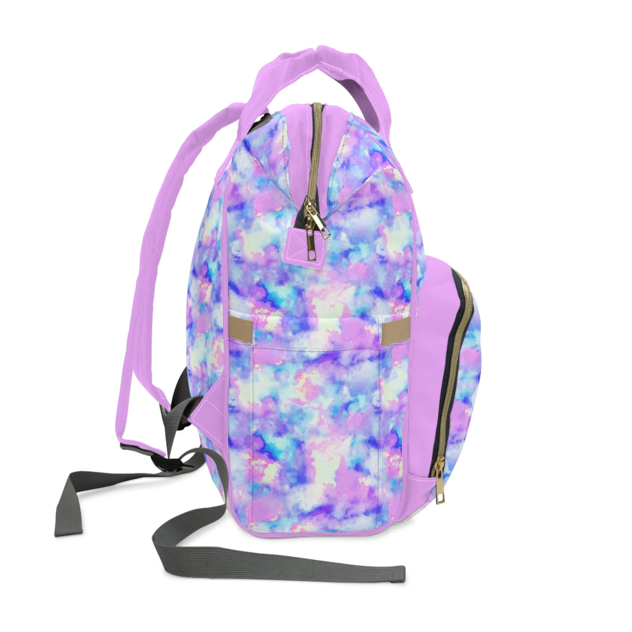 Multifunctional Tie-Dye Diaper Backpack - Lightweight Nylon Baby Bag with Adjustable Straps