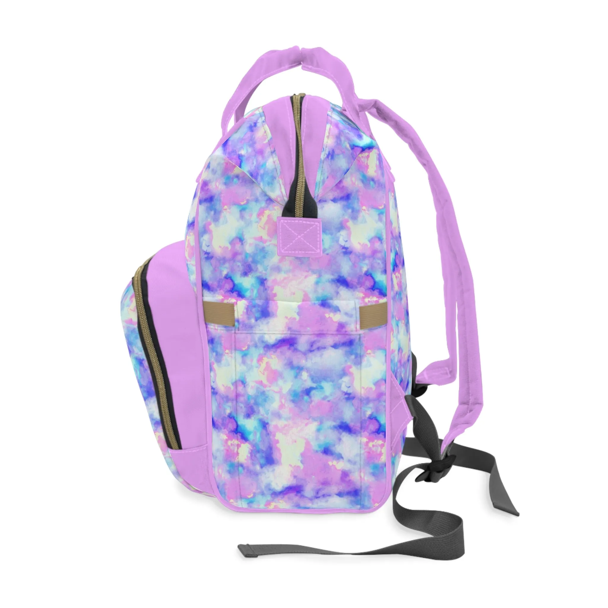 Multifunctional Tie-Dye Diaper Backpack - Lightweight Nylon Baby Bag with Adjustable Straps