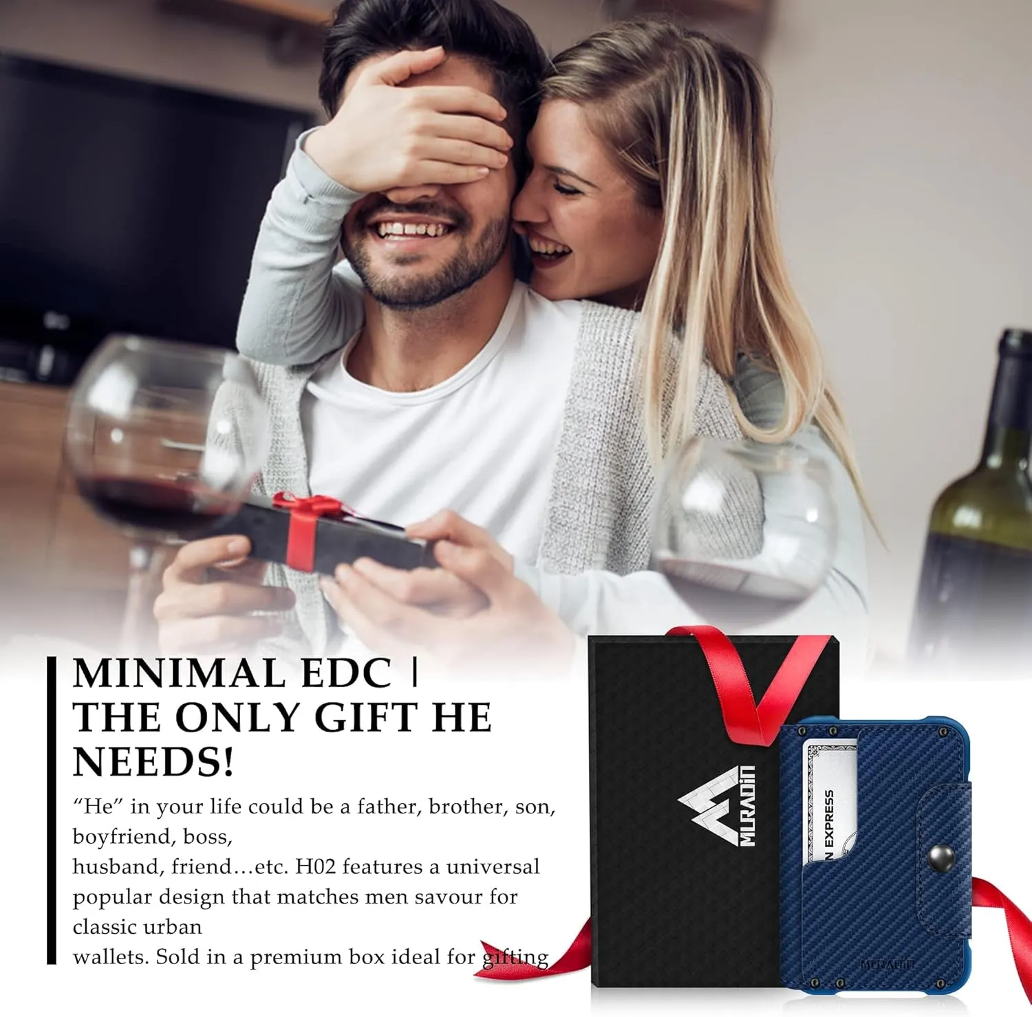 MURADIN Minimalist Slim Business Bifold Wallet for Men - Tactical Front Pocket Wallet with RFID Protection and Secure Card Holder