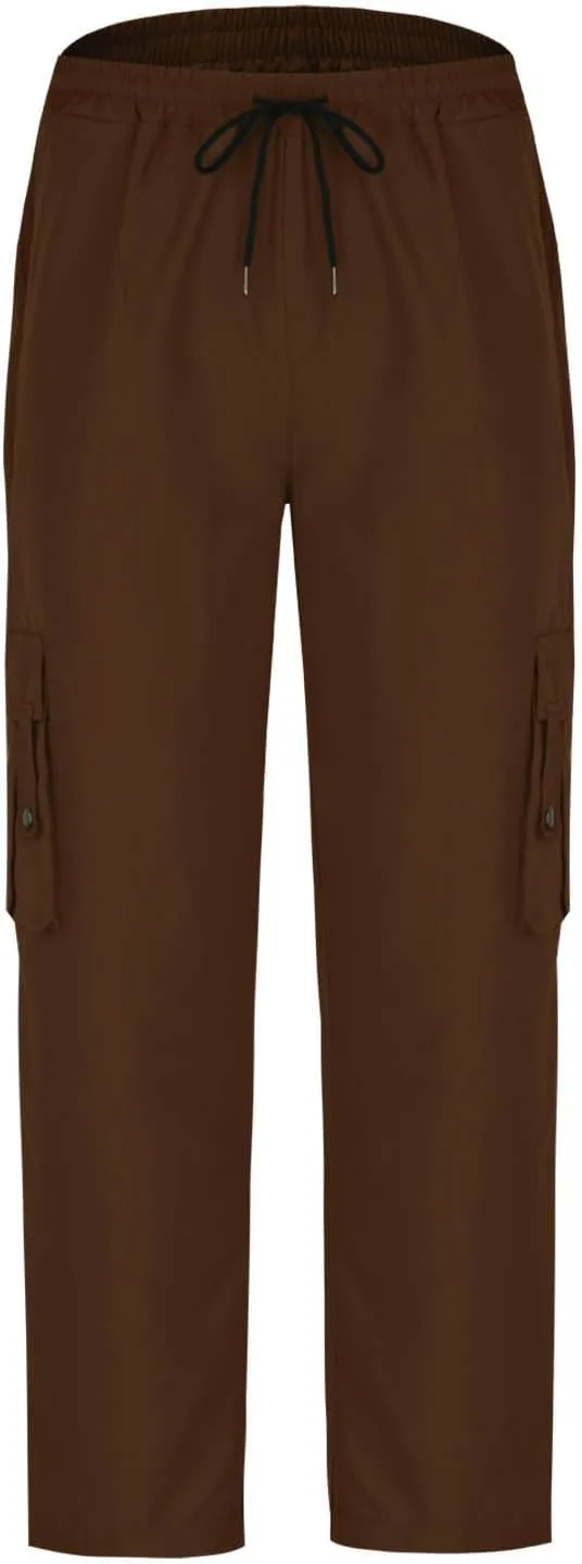 Muscularfit Men's Cargo Pants Lightweight Multi Pockets Causal Elastic Waist Loose Cotton Straight Sweatpant Outdoor Fashion